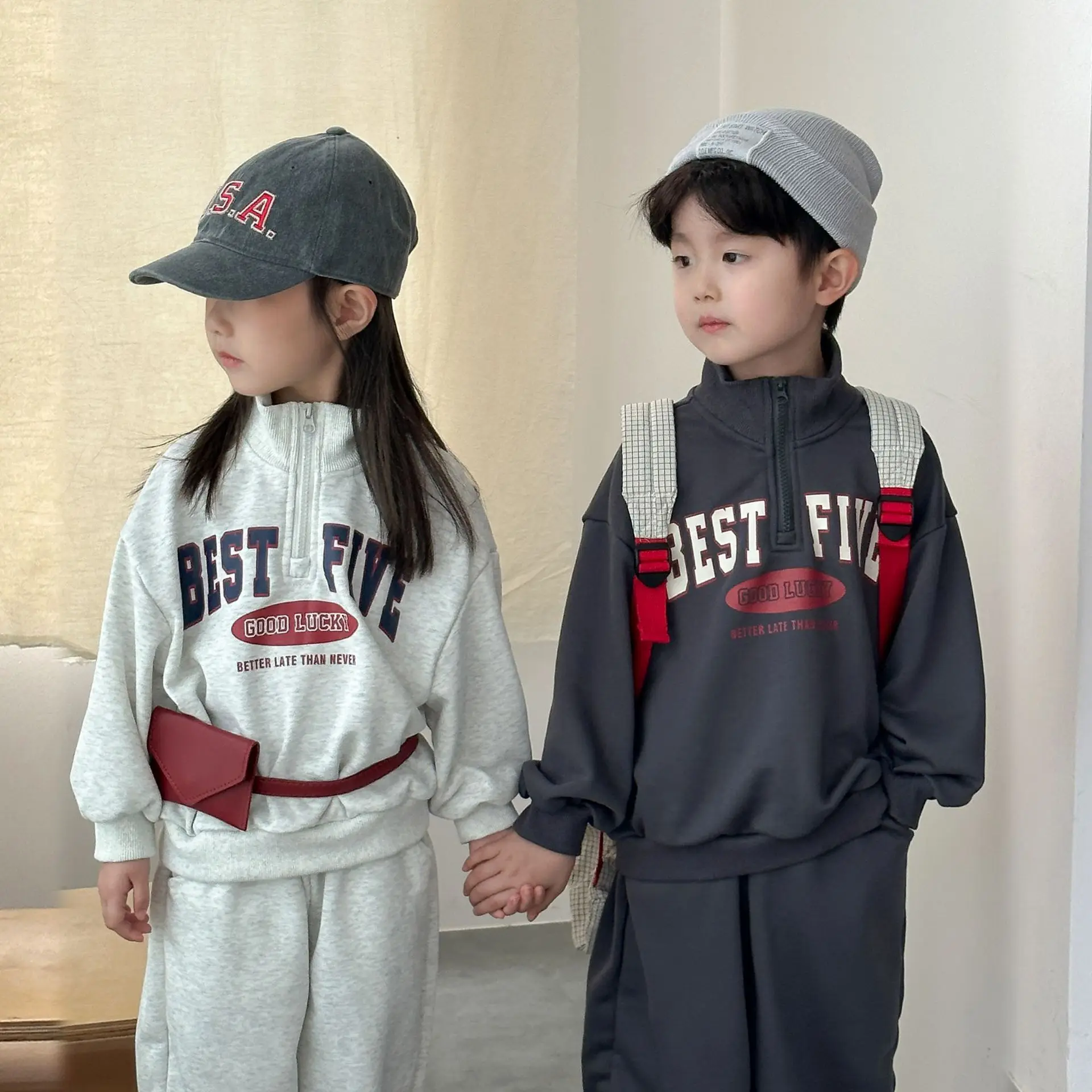 

2025 Autumn New Children Long Sleeve Clothes Set Boys Girls Letter Sweatshirt + Sweat Pants 2pcs Suit Kids Casual Sports Outfits