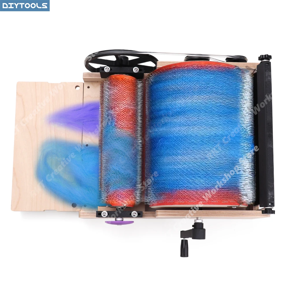 Combing Carding Machine Color Blending Wool Felt Wide-Width Manual Professional Roller Mixed-color Fleece Fluffy Slivers Hand-Cr