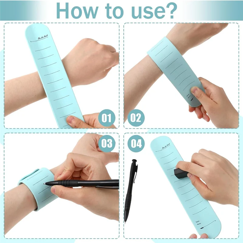 Носимый блокнот ABDE, силиконовый браслет для заметок с линейкой, стираемый блокнот на запястье для медсестры с ручкой и ластиком