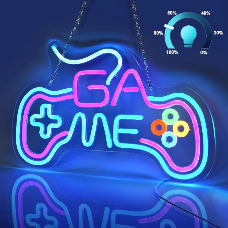 

Gamer Neon Wall Decor Game Controller Neon Sign for Game Boy Room Decor USB Powered Dimmable Gamepad Shape LED Bedroom Teen Gift