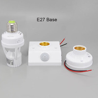 Sound or PIR Motion Human Body Infrared Sensor Lamp Holder LED Bulb E27 Base Night Light Detector Delay Time AC 110V-240V M20