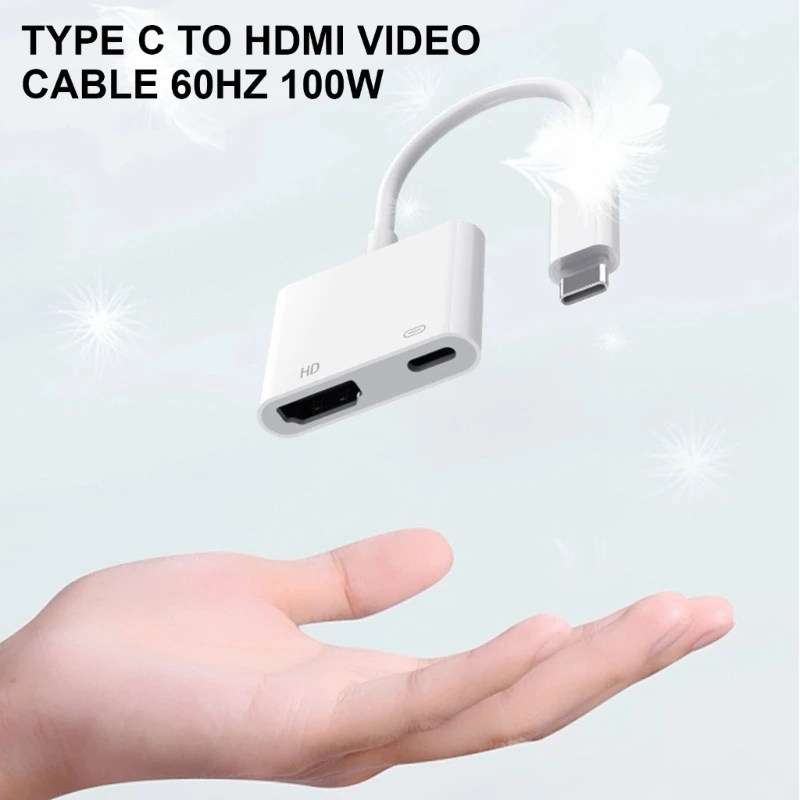 Adaptor USB 3.1 Tipe C Kabel Video 4K60Hz dengan Fitur Pengisian Cepat PD100W untuk Ponsel Tablet C1FD