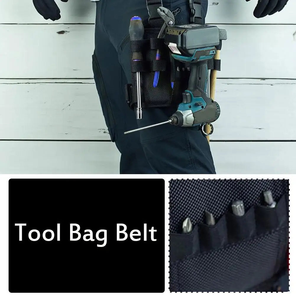 Imagem -03 - Carpinteiro Portátil Ferramenta Cinto Bolsa com Broca Martelo Armazenamento-cintura Bolso Utility Pouch For Drill Screwdriver Kit Titular