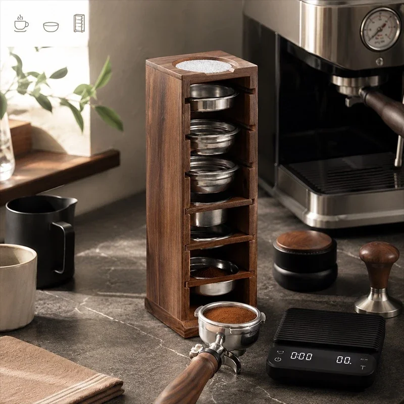 New Black walnut 58/54 coffee powder bowl storage rack three-dimensional  bowl storage rack 58/53/51 powder bowl finishing rack