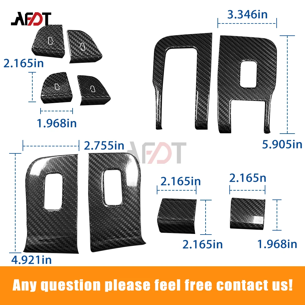 AFDT For Tesla Model 3 Highland 2024 LHD Real Carbon Fiber Car Interior Window Lift Button Switch Cover Trim Accessories