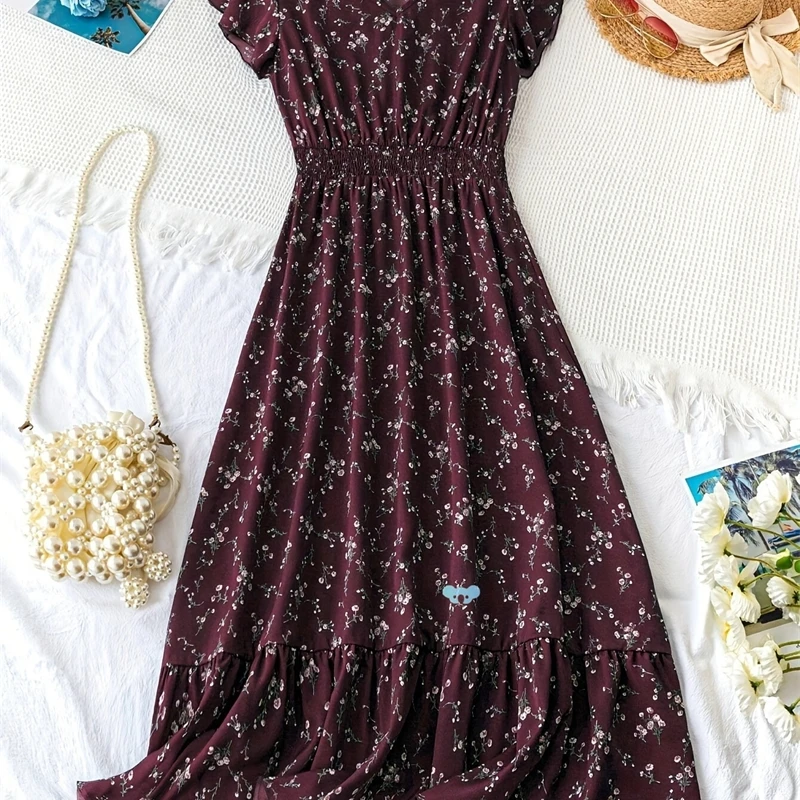 

Women Floral Print A Line Flared Skirt Elegant Style Off Shoulder Party Wear Christmas Gift Nursery Bedroom Gift Stuffed