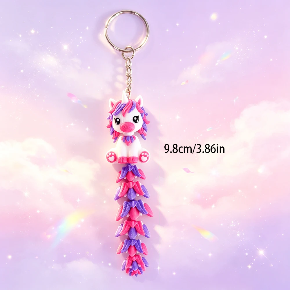 3d Printing Cute Pink Purple Unicorn Keychain Fantasy Theme Design, Mobile Backpack Pendant, Mobile Phone, Car, Etc