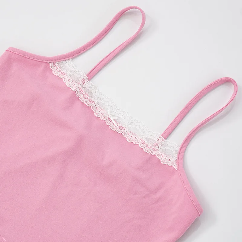 Bogen Spitze Patchwork Sommer Casual 2-teiliges Set Frauen Sexy Solide Leibchen Crop Tops + Passenden Shorts Hause Kleidung Anzüge trainingsanzug