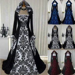 Women Medieval Renaissance Hooded Dress 19th Century European Costumes Ladies Vintage Victorian Gothic Princess Guofeng Dresses