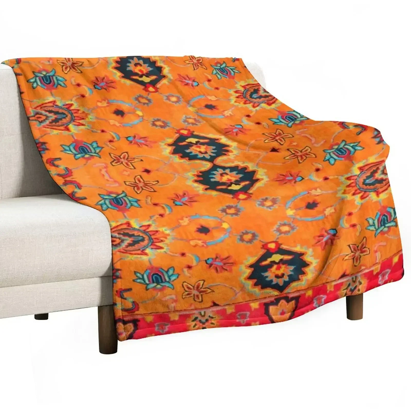 

Orange Oriental Boho Traditional Moroccan Style Throw Blanket warm winter Plush Blankets