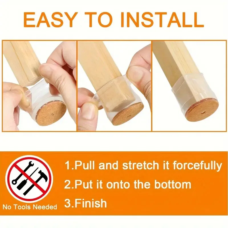 4~32PCS Silicone Chair Leg Floor Protectors with Non-slip Felt, Furniture Cups for Hardwood Floors Protect Floors from Scratches