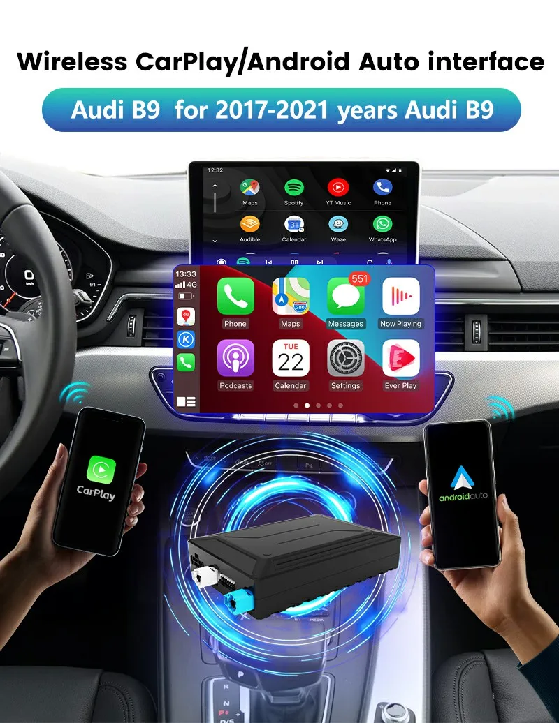 

Wireless CarPlay Android Auto for Audi B9 MMI System A4 A5 Q3 Q5 Q7 | Screen Mirroring Interface