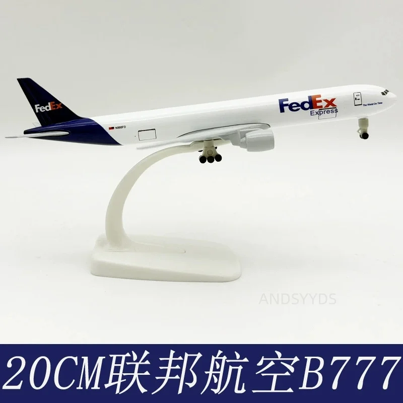 20cm Air FedEx Airways B777 Alloy Airplane 1/400 Scale Metal Aircraft Model With Stand Aviation Enthusiasts Decoration Display
