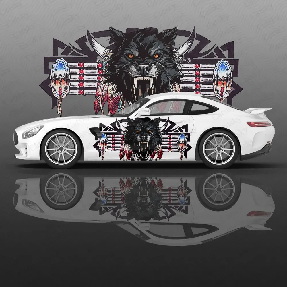 

Жестокий тотемный волк, украшение на боковую наклейку автомобиля, водонепроницаемая ПВХ-наклейка, устойчивая к царапинам, защита автомобиля, автоаксессуары в подарок