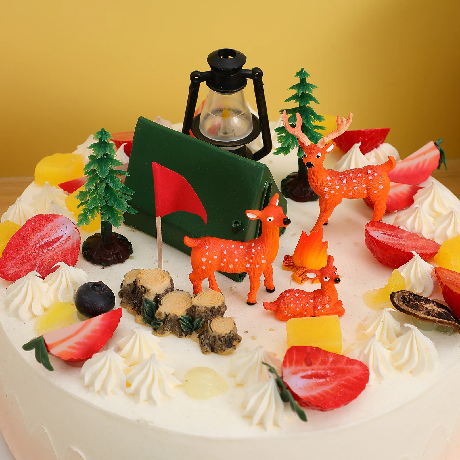 

1 Set Camping Decoration Animal Cake Toppers Deer Figures Kids Birthday Party Supplies Adventure Cupcake Topper Theme