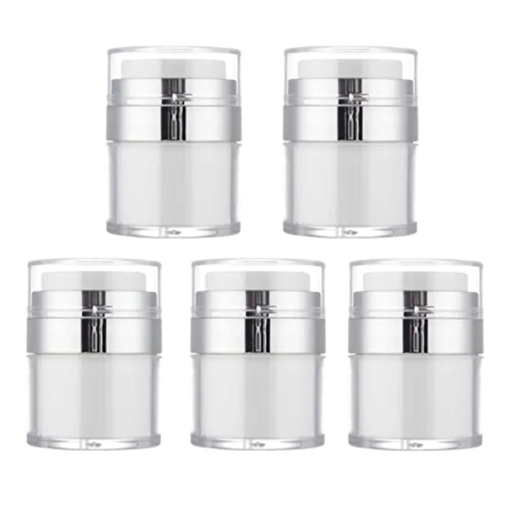 5PCS Airless Pump Cream Jar Vacuum Refillable Cosmetic Travel Containers for Lotions and Creams Empty Acrylic Make Up Bottles