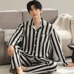 Men's Sleepwear Pure Cotton Long Sleeved Oversized Outerwear Sports Cardigan Loungewear Sets Winter Warm Pajamas Sets for Men