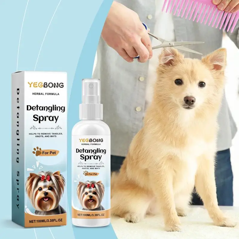 Yegbong Pet Detangler Spray For Dogs Cats Anti-Knot Hair Smoothing Spray Soften Fur Fluffy Grooming Spray