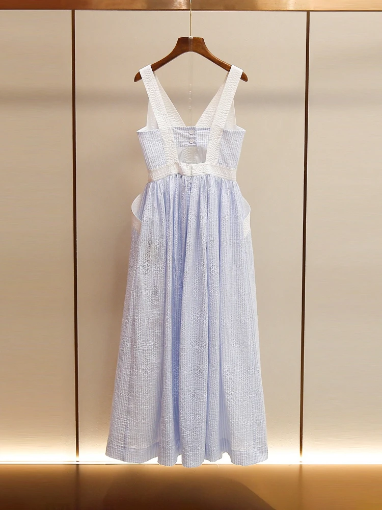 High End Women's Summer New Collection Elegant and Sweet with Age Reducing Stripes and Waist Cinching Suspender