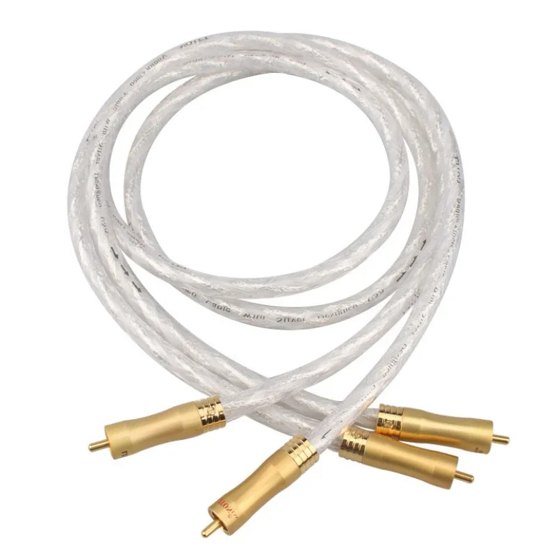 Pair Liton HiFi Audio Interconnect Line Silver Plated Copper RCA Cable with 24K Gold Plated Plug