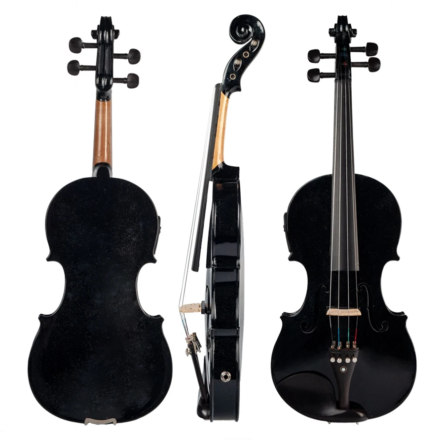 

4/4 Full-Size Violin Violin Sound and Electric Violin Solid Wood Body Ebony Accessories High Quality Black Electric Violin