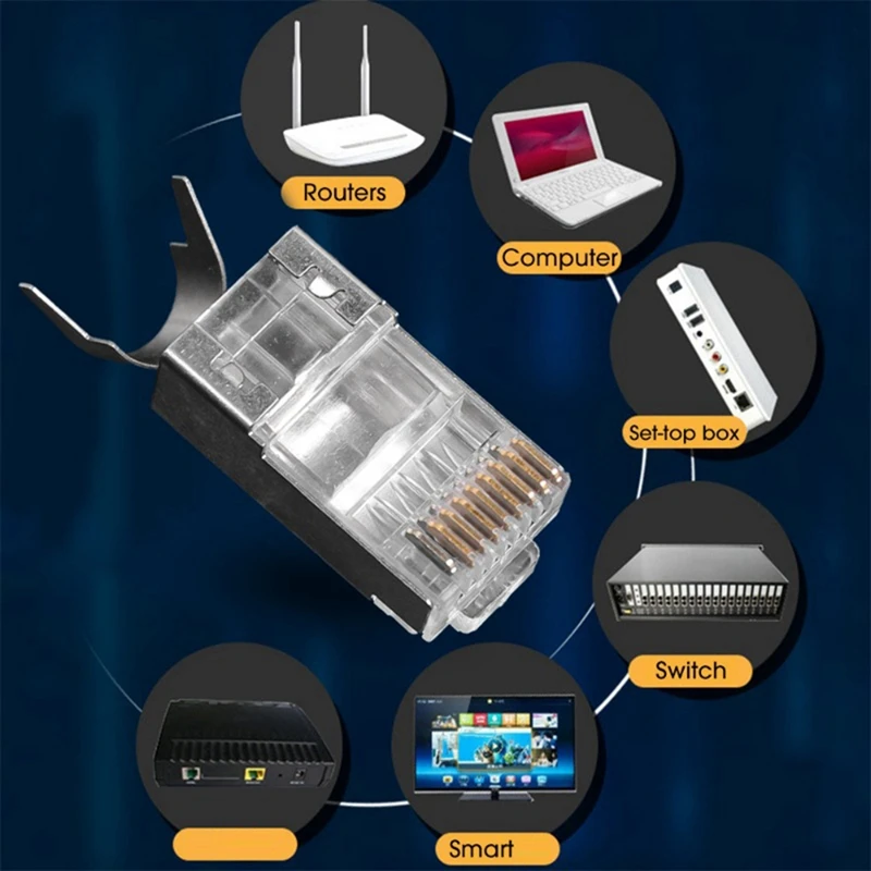 ABCA-20Pcs CAT7 المعادن محمية RJ45 موصل إيثرنت كابل التوصيل CAT 7 محمية RJ45 موصل