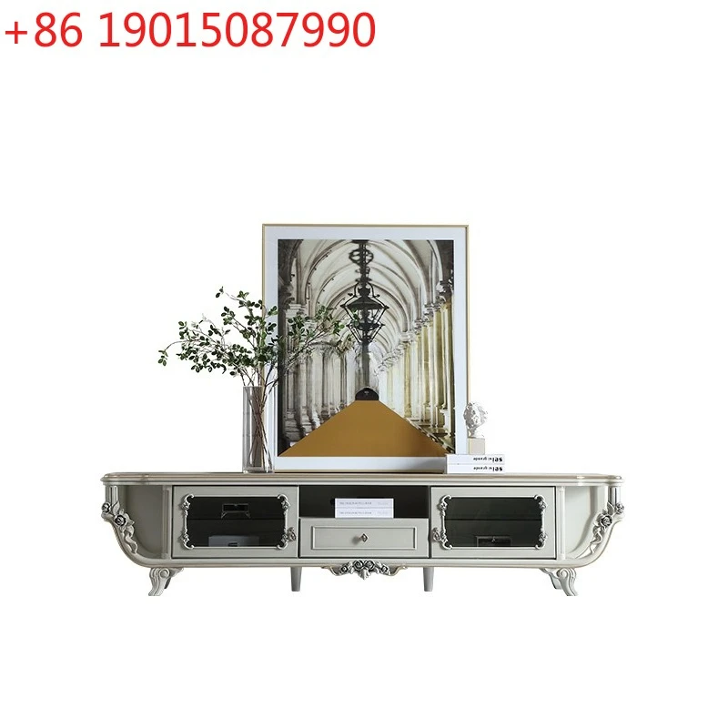 

Элитный французский телевизионный шкаф из цельного дерева в стиле легкой роскоши, европейский напольный шкаф для хранения вещей в гостиной