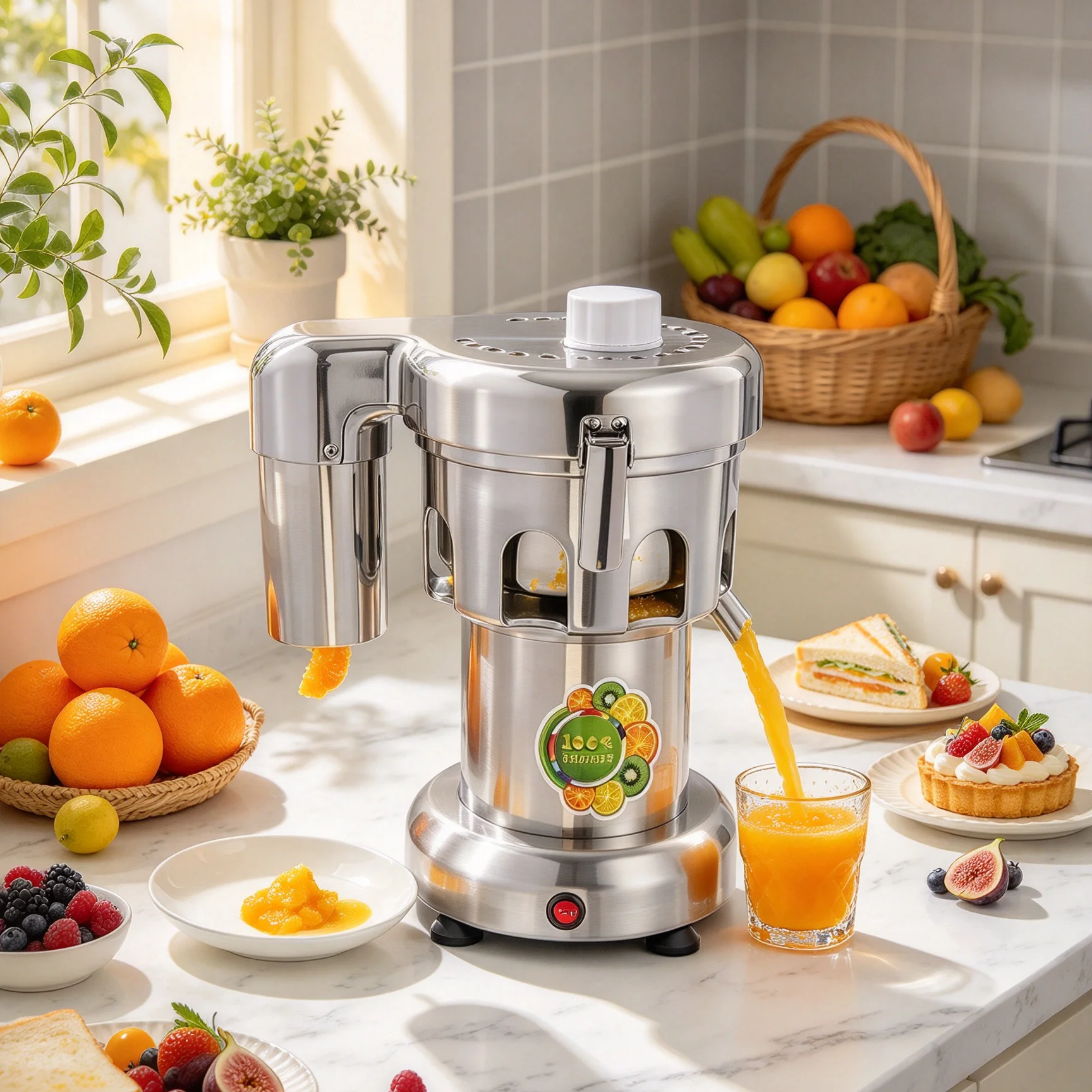 Fruit Juicer Machine 370W Pure Copper Motor 2800RPM 30-40dB Low Noise Commercial Home Juicer Pulp Juice Separation