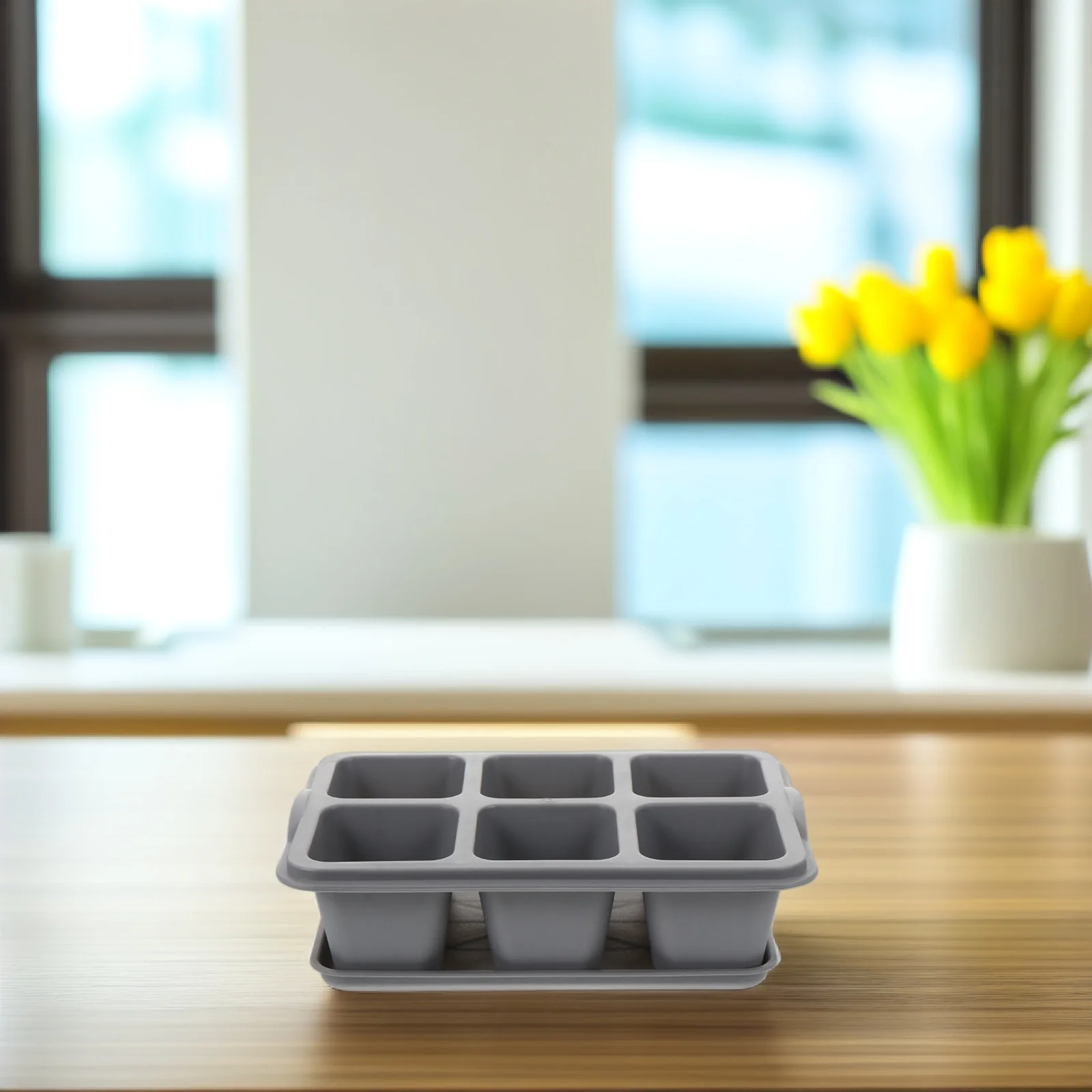 

4Pcs 6 Grid Succulent Planter Plastic Flowerpot Tray Flower Pot for Indoor Outdoor Garden Living Room Bedroom Plant Pot