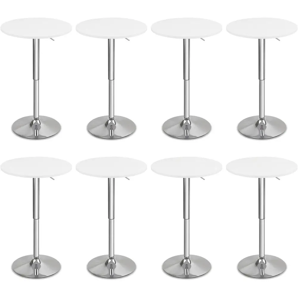 

Набор столов для бистро с регулируемой высотой, 8 шт., 26–36 гг., металлическое основание, 360° ° Поворотный, Белый, для дома, кухни, вечеринки, ресторана, свадьбы, C