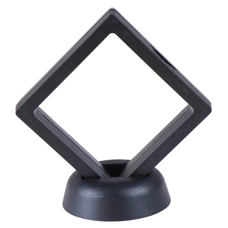 70*70mm Black 3d Floating Jewelry Coin Display Frame Holder Box Case W/ Stand High Quality