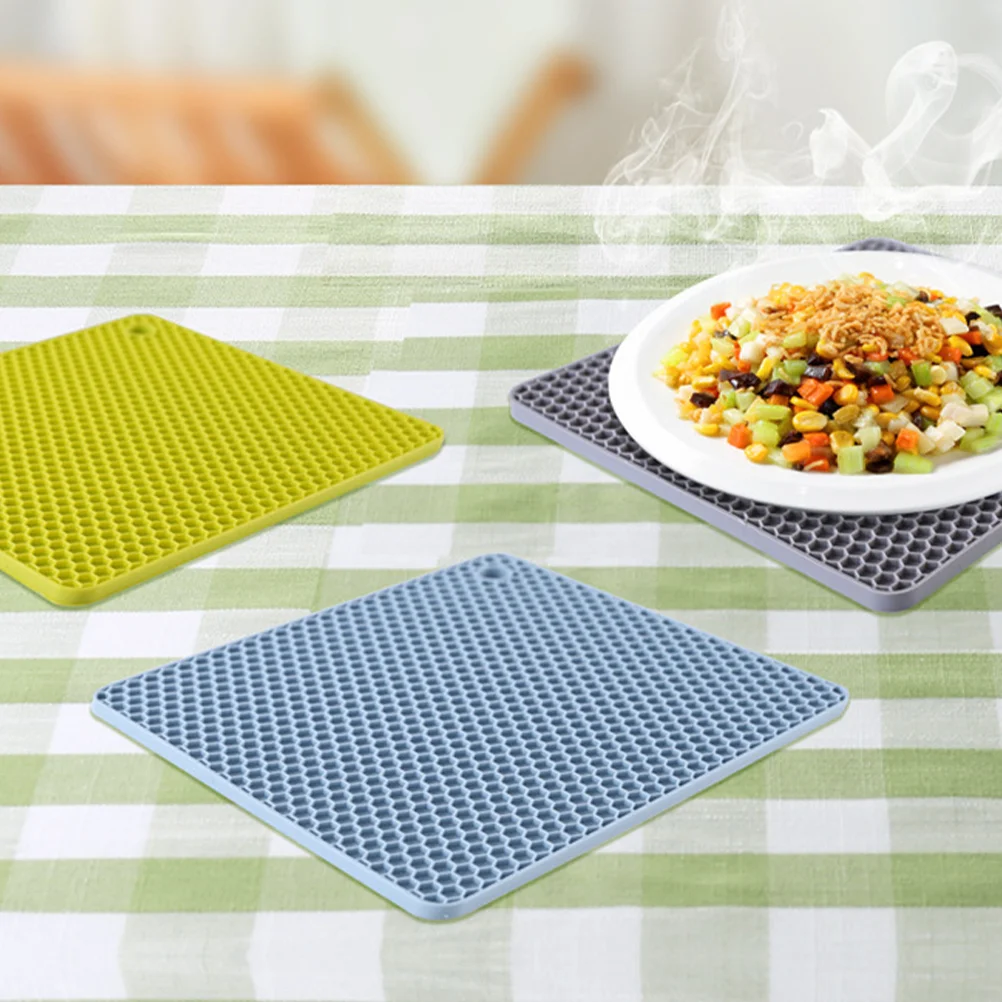 2 Pcs Silicone Honeycomb Mat Mats Insulation Pads Non-slip Table Foot Anti-skid Cup Mug Pot Holders Hot