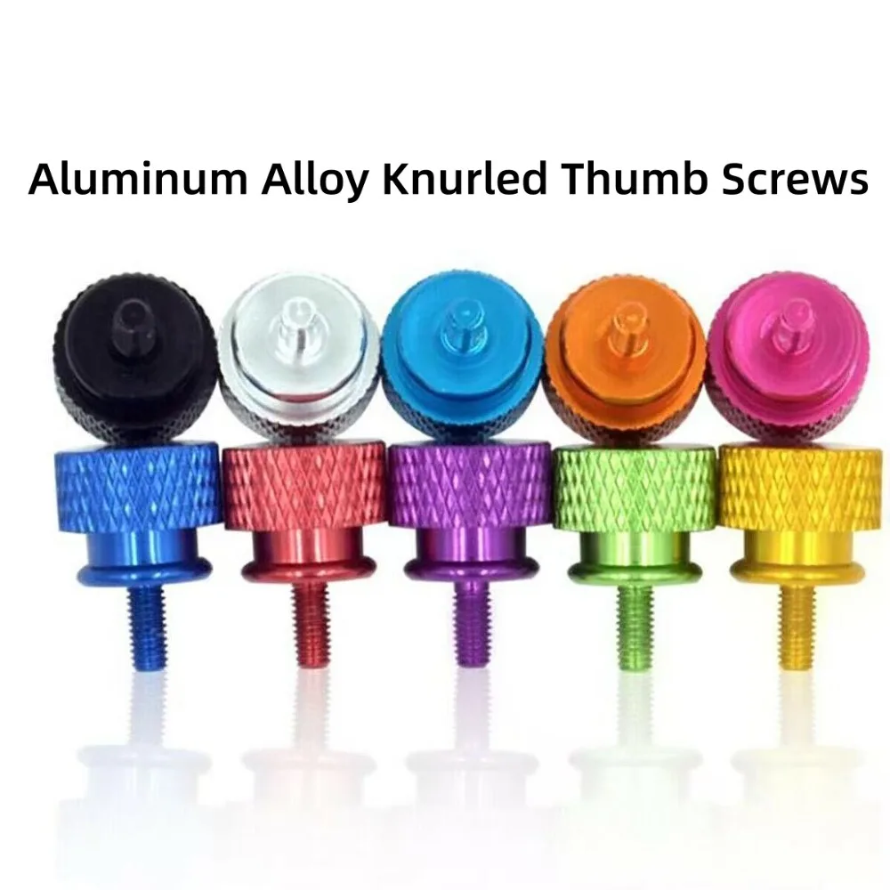 1Pc  6061 Aluminum Knurled Thumb Screws, M3-M6 Cylinder Head Hand-Tight Bolts, Multi-Color Anodized Hand Grip Knob Screws