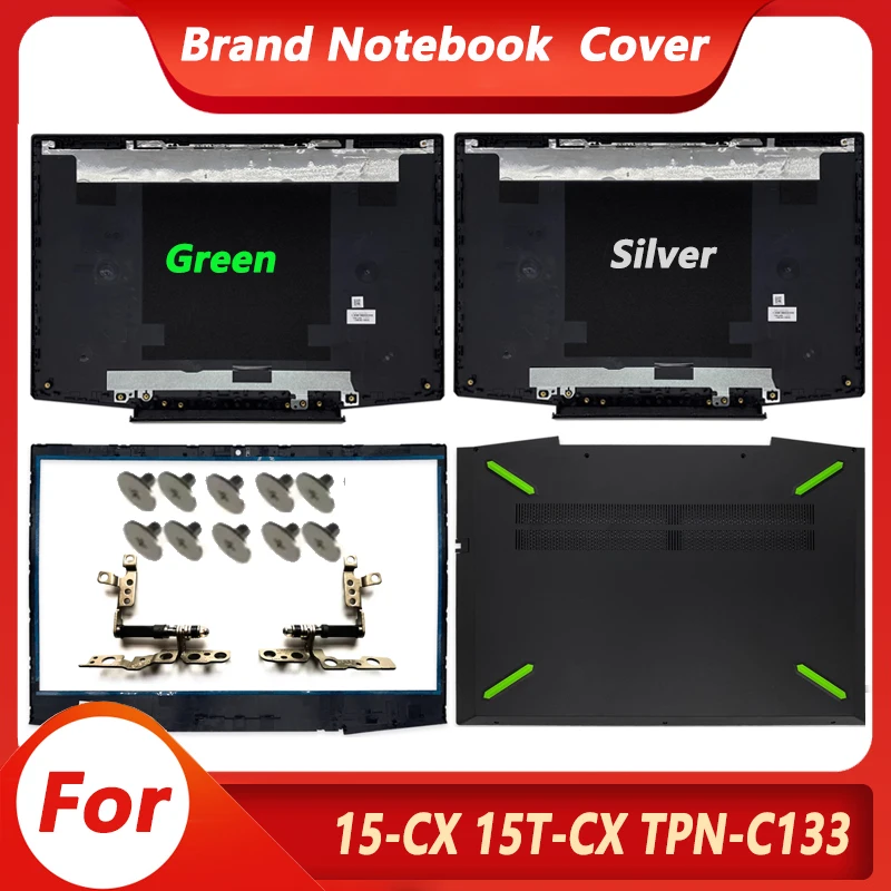 

NEW For Pavilion 15-CX TPN-C133 Rear Lid Back Top Cover Front Bezel Palmrest Bottom Base Case Housing Shell Hinges Green