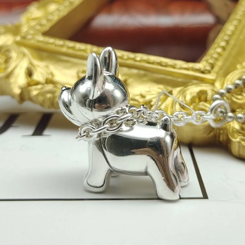 BOCAI 2022 Pure S925 Silver Jewelry New Cute Puppy Solid Simple Stylish Personality Couple Models Trendy Men And Women Pendant