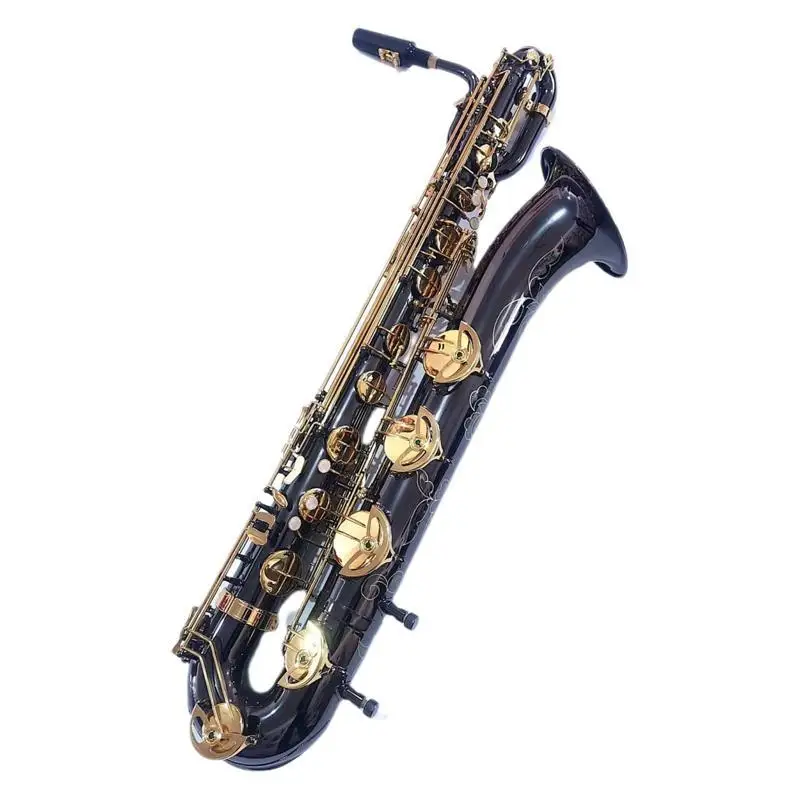 Baritone Saxophone Eb Gold Lacquer Brass Body Engraved White Shell Keys
