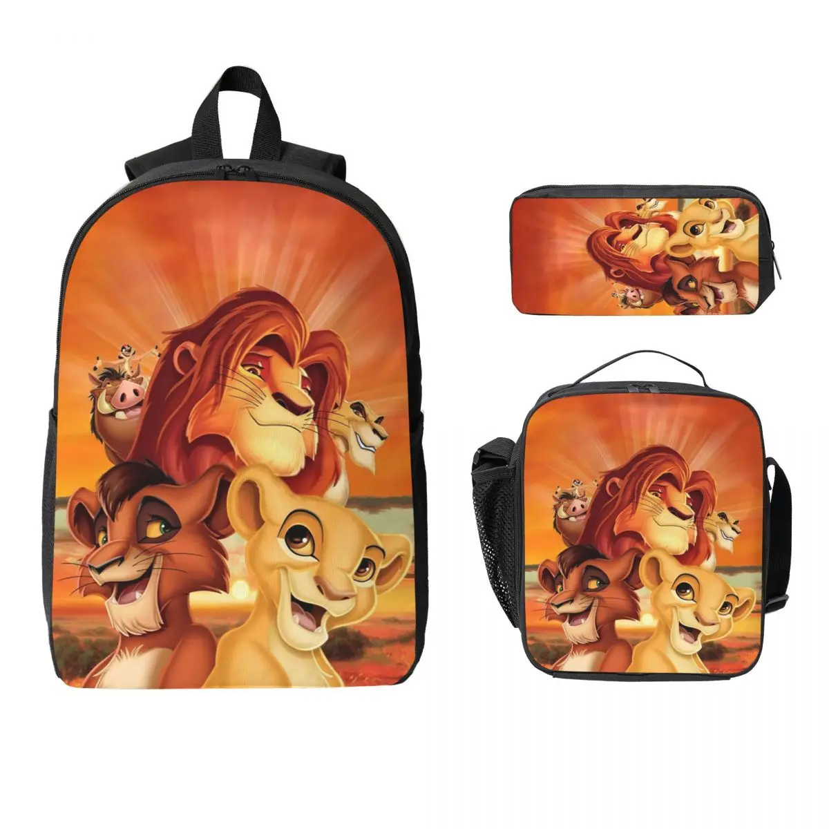 

Lion King Simba Backpack Student Boys Girls BookBag School Bag Computer Shoulder Bags 3ps Insulated Lunch Bag Pencil Case