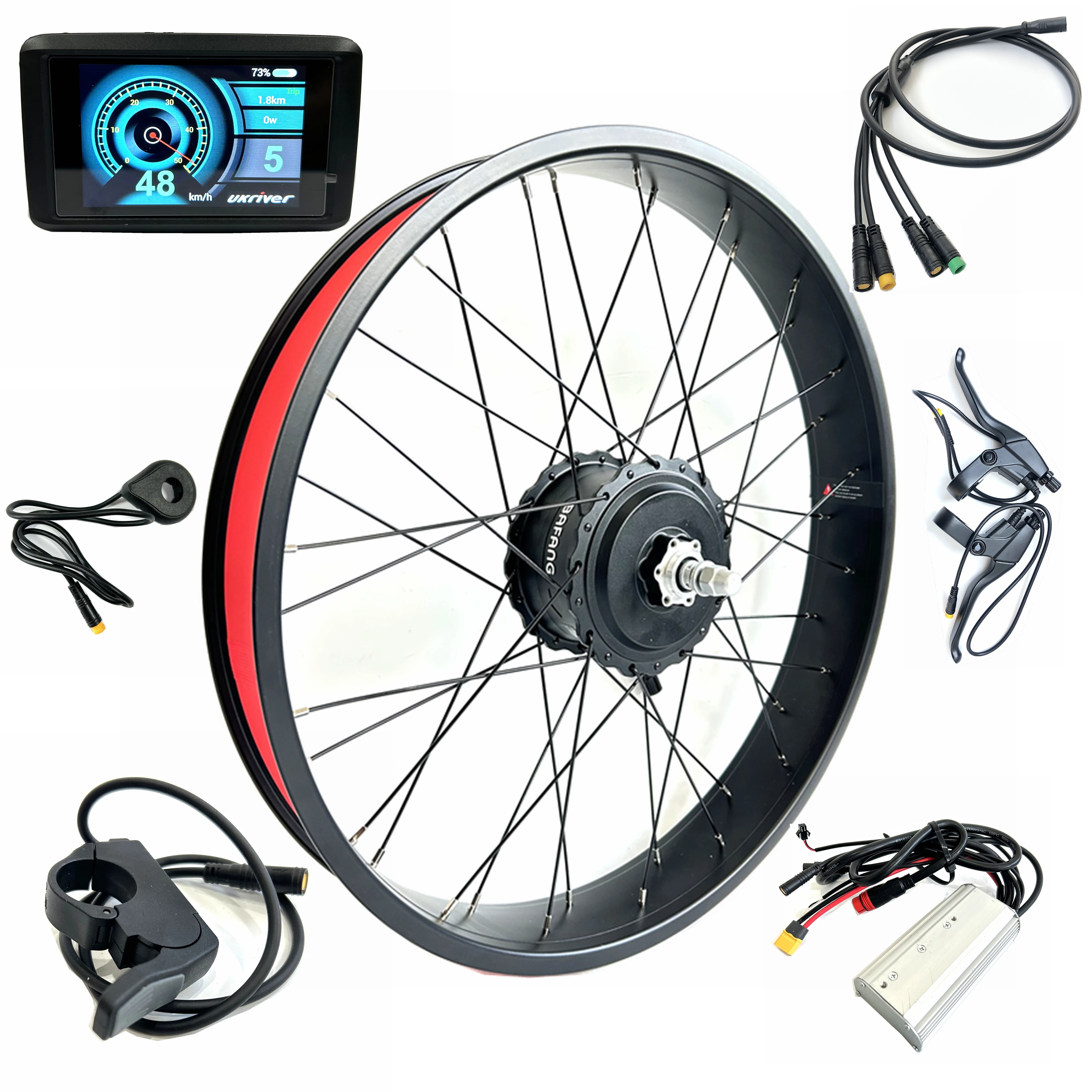 

Bafang Hub Motor Kit 26x4.0 Front Drive Electric Bicycle 48V1000W Fat Bike Motor 135mm Dropout Double Wall Rim TFT Color Display