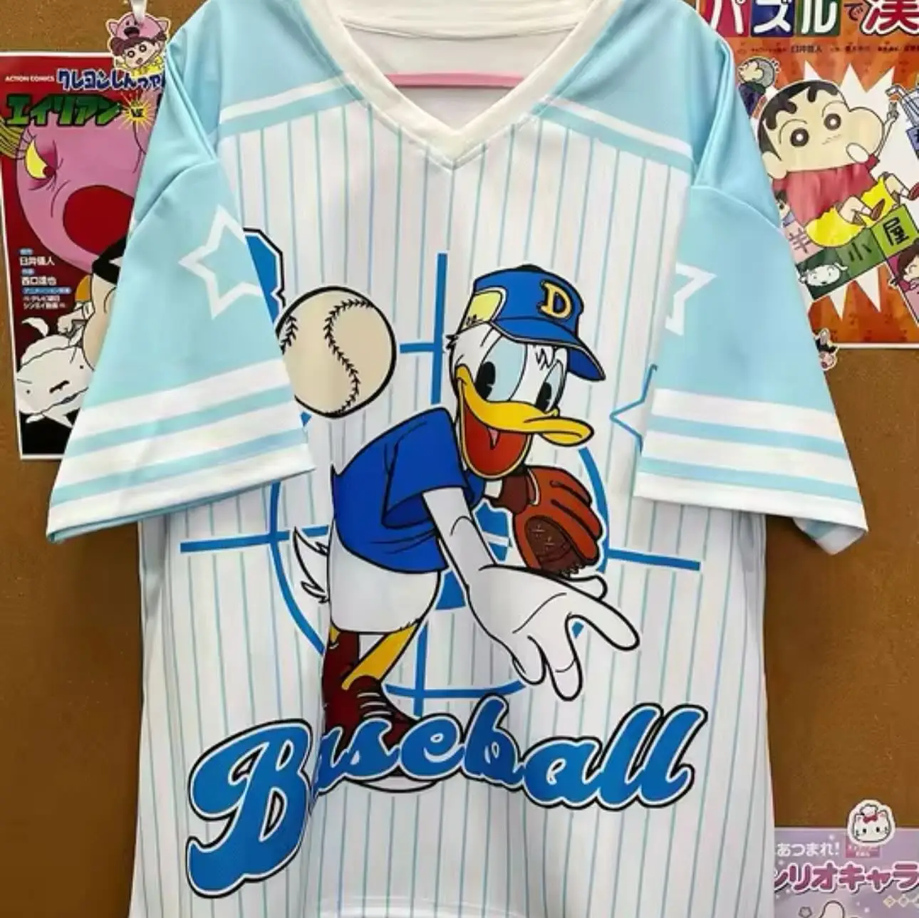 

Disney Mickey and Donald Duck 3D Tshirt Cartoon Sportswear Women Men V-neck Loose Casual Lightweight Breathable Training Jersey