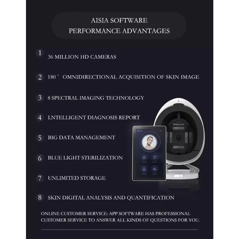 Sprzęt do salonów kosmetycznych Analizator skóry Tester skóry Analizador Facial Tester wilgotności skóry Analiza twarzy Maszyna do analizy skóry 3D