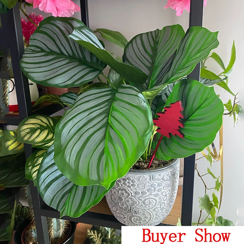 Rama de Planta Artificial Monstera Tropical, hoja de tortuga falsa sin maceta, palmera falsa de plástico para decoración de pared de jardín del hogar, 30/43cm