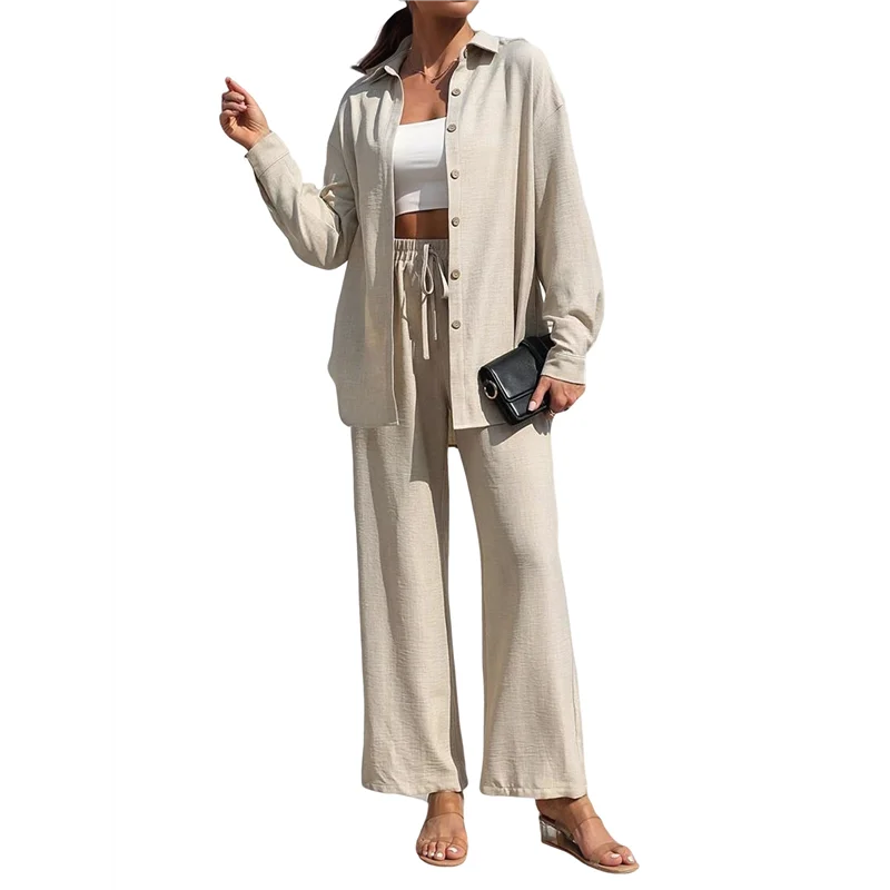 ASDS-dames zomer lang pak tweedelig shirt top broek casual strandvakantie tweedelige sportkleding