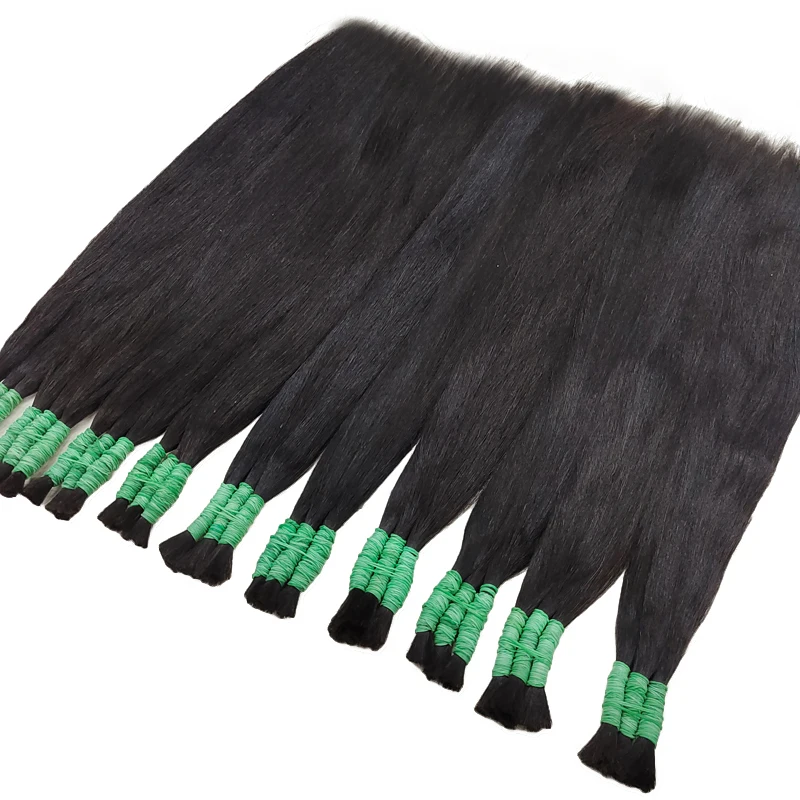 Wholesale Human Hair For Braiding Straight Indian Hair Vendor Virgin Bundles No weft Natural Hair Bulk 100% Human Hair Extension