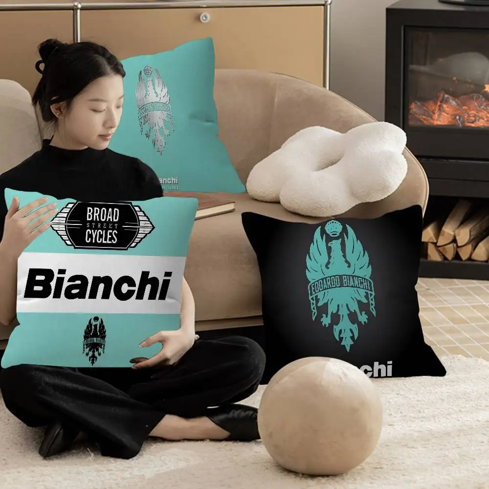Living Room Carpet Bianchi Bike Decorative Room Aesthetics Pillow Case Home Decor Bedroom Sofa Bed Couch Pillow Cover 45x45