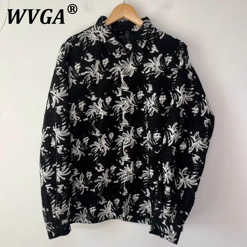 

WVGA Shirts Autumn Winter New Man Tide Heavy Yarn Embroidery Thickened Trendy Design Niche Chic Casual Long Sleeved Tops W11579
