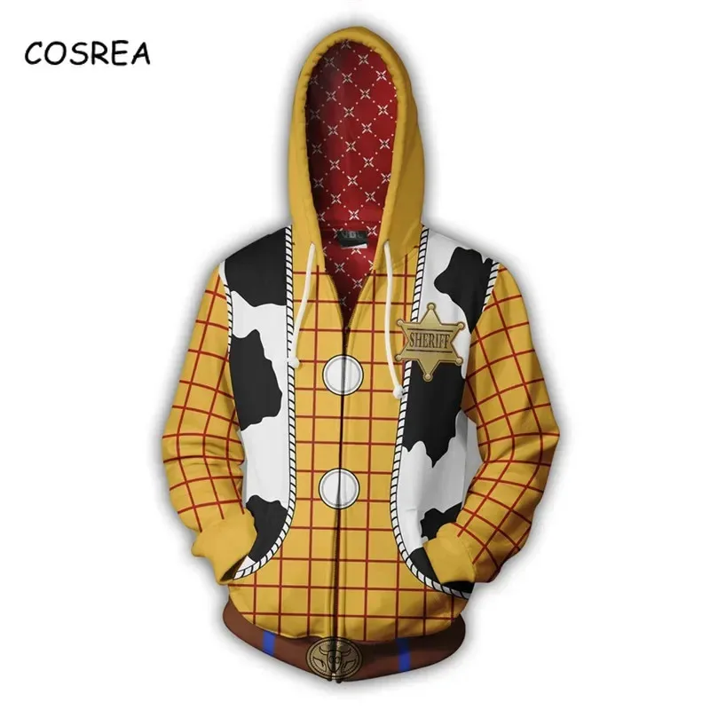Giocattolo cosplay storia costume anime giocattolo felpe con cappuccio felpe storia per bambini adulti stampa 3D cerniera maglione con cappuccio moda casual Nuovo