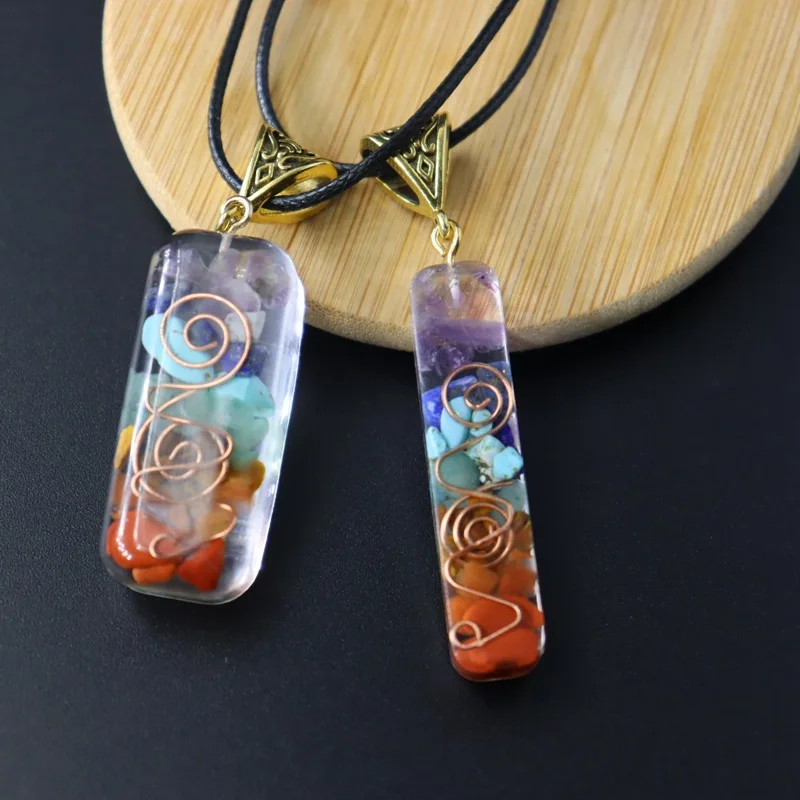 7 Chakra Stone Necklace Natural Stone for Yoga Meditation Spiritual Retro Reiki Healing Energy Crystal Pendant Amulet Orgonite