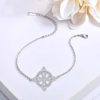 925 Thai Silver Witch Knot Zirconia Bracelet for Women Witchcraft Good Luck Amulet CZ Chain Bracelet Wicca Protection Jewelry