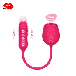 Rose Shape Vagina Sucking Vibrator G-spot pussy Nipple Sucker Oral Licking Clitoris Stimulation Powerful Sex Toys for Women