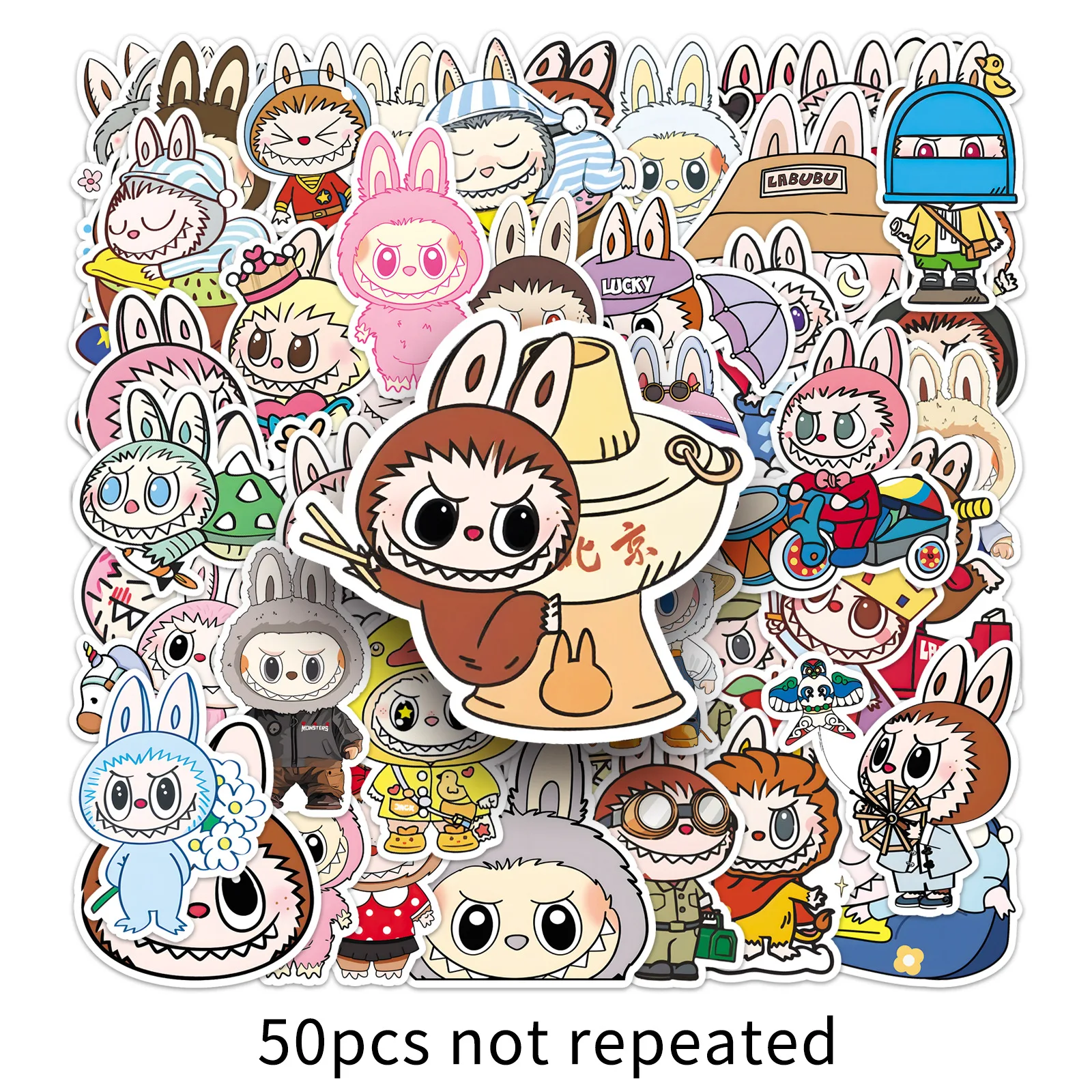 

10/50PCS Kawaii Funny Labubu Meme Creative Decorative Stickers DIY Suitcase Helmet Guitar Waterproof Graffiti Decal Toy Stickers